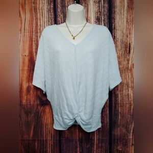 BKE Womens Light Blue Knotted V-Neck Top Size Medium